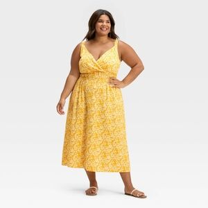 NWT UT Yellow Floral Sleeveless Maxi Dress Size XXL